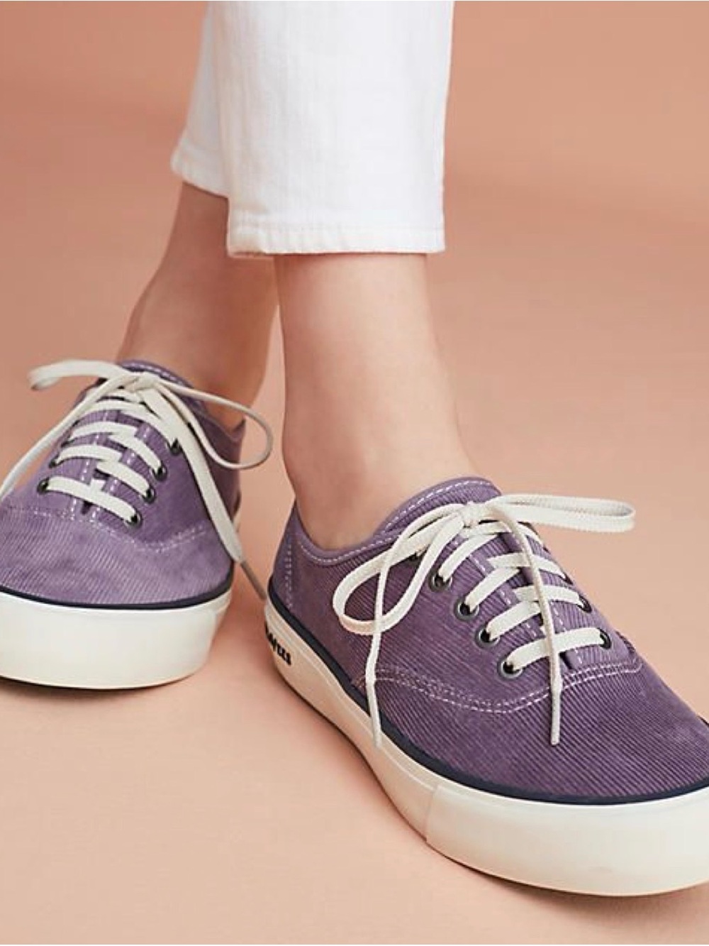 Anthropologie SeaVees Legend Cordies Varsity Sneakers Corduroy Light Blue 8.5